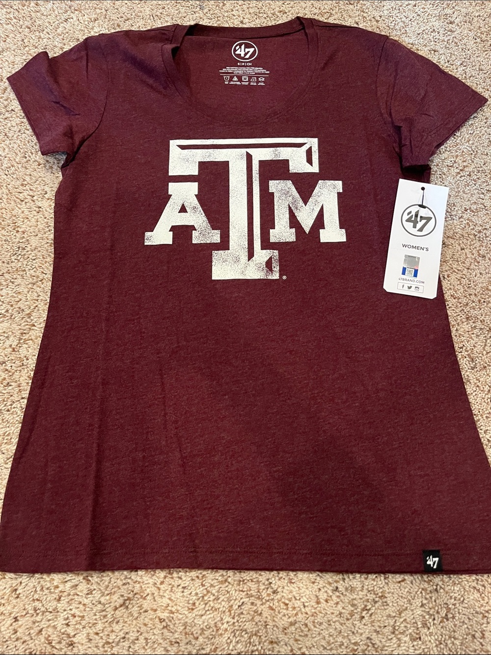 47 Women's Maroon Texas A&M Logo Short Sleeve Tee
